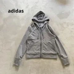 adidas ジップアップパーカー フーディー グレー シンプル カジュアル