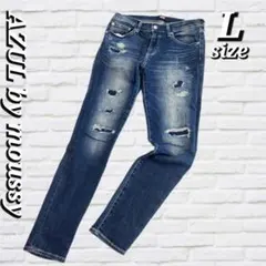 AZUL by moussy ダメージデニムパンツ L スキニー インディコ