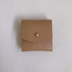 牛革製 手のひらサイズのコインケース　小物ケース クッキー×ゴールド