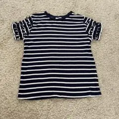 GU ストライプ柄 半袖Tシャツ フリル付き
