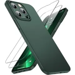 CASEKOO iphone13proケース ガラスフィルム付(グリーン)