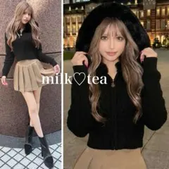 新品タグ付き Rady フードファーニットトップス ブラック ニットパーカー