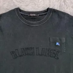 バーバリー ブラックレーベル サガラロゴ ポケット Tシャツ 3 ホース刺繍 黒