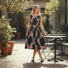 Blumarine フラワープリント ノースリーブワンピース 38 - メルカリ