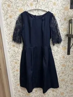 オケージョンワンピース　パーティードレス　Sサイズ　ネイビー　結婚式