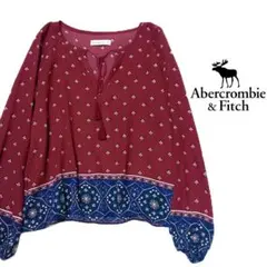 Abercrombie & Fitch シアー ボルドー花柄長袖ブラウス XSのサムネイル
