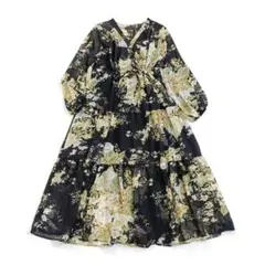 cawaii 花柄ティアードロングワンピース フレンチパヴェ