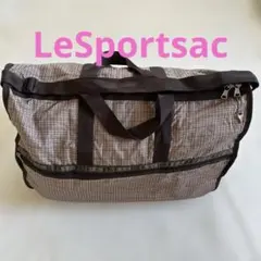 LeSportsac レスポートサック　旅行大型ボストンバッグ　チェック柄　鍵付