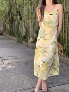 ワンピース 夏 韓国 花柄 ゆるかわ ドレス オフショルダー 新作 ロング 新品