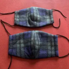 フリース製チェック柄マスク２枚セット