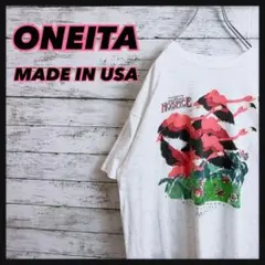 【 アニマル】USA製オニータヴィンテージアイオワレースフラミンゴアートTシャツ