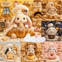 X68 choco パネル生地　うさぎ 6柄
