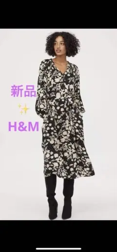 H&M 花柄 長袖ワンピース M size