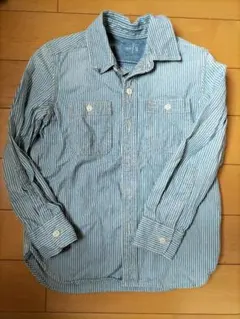 GapKids 長袖シャツ S 120cm 青と白ストライプ