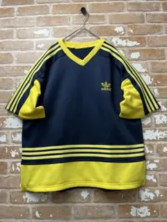 90s アディダス　adidas ゲームシャツ　ホッケーシャツ　ネイビー　刺繍