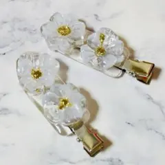 前髪クリップ/前髪ピン/花柄/ハンドメイド/2個セット