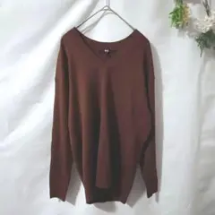 UNIQLO ユニクロ　リブニット　毛混　Ｖネック　プルオーバー　大人かわいい