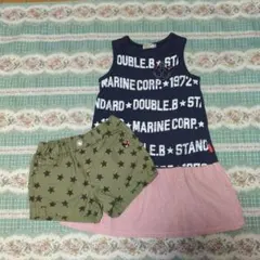 DOUBLE.B ノースリーブワンピースとショートパンツセット