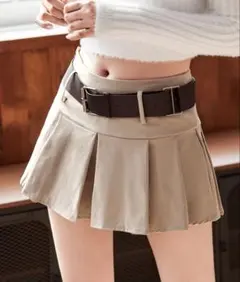 プリーツスカート　ベージュ　ミニスカート　shein grl
