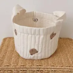 くま オムツポーチ おもちゃバッグ 収納 おむつ入れ おもちゃ入れ くま 刺繍
