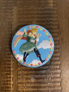 スタジオジブリ 刺繍　缶バッジ　ハウル　ソフィー　水色