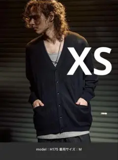 タグ付 Casper John バーズアイVネックカーディガン ブラック XS