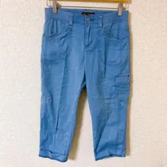 リー Leeカーゴパンツ ロールアップ 無地 2 青 青 コットン お出かけのサムネイル