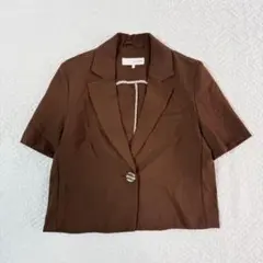 ザラ ZARA 半袖ジャケット XS テーラード ブラウン オフィス 冷房対策
