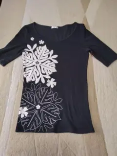 Maunaloa 五分袖 Tシャツ ブラック M フラダンス