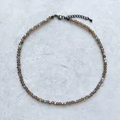 ヴィンテージ　ガラスビーズ　ネックレス　ブラウン