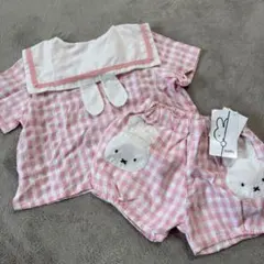 ミッフィ　セットアップ　ギンガムチェック　セーラー衿