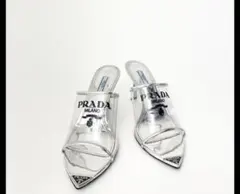 PRADA クリアサンダル ミュール シルバー 37 - メルカリ
