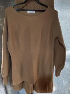 ブラウンニット セーター パンツセットアップ