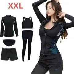 水着 レディース 体型カバー 5点セット ビーチ UVカット 水陸両用 吸汗速乾