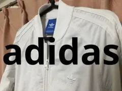 アディダス旧ロゴマーク★白三本ラインホワイト★ナイロントラックジャケット美品