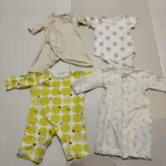 新生児から〜　肌着・カバーオール4点セット＋おまけヘアバンド