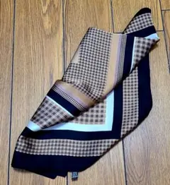 ブラウン チェック柄 スカーフ 約65x65cm