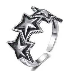 インパクト！　トリプルスター　星　3連　指輪　シルバー　可愛い　リング