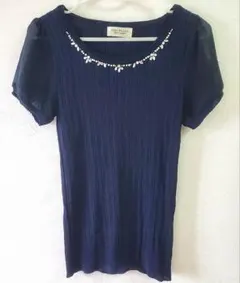 【VINO ROUGE】半袖 サマーニット ネイビー