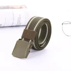 ナイロンベルト メンズ ガチャベルト 新品 カーキ×ホワイト 【PN2280】