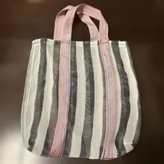 台湾　漁師網バッグ　金獅牌 トートバッグ ストライプ柄