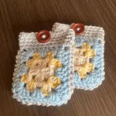 ハンドメイド　かぎ針編みちっちゃいポーチ2個セット　水色