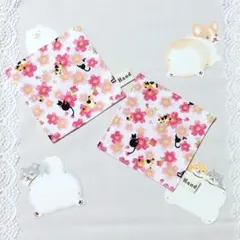 コースター　にゃんこ柄　猫柄　桜柄　和柄　和風　ピンク系　ハンドメイド