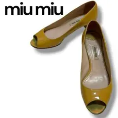 miu miu エナメル オープントゥ パンプス イエロー パテントレザー 36のサムネイル