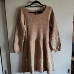 JILL STUART ベージュ長袖ミニ丈ワンピース