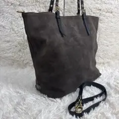 【美品】POPCORN MILANO スエード トートバッグ 2way ブラウンのサムネイル