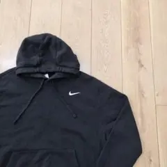 US古着 NIKE ナイキ プルオーバーパーカー スウッシュ刺繍 ブラック M