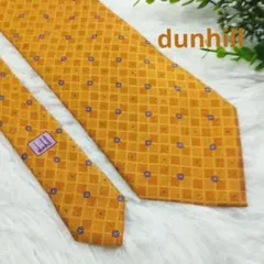 dunhill ネクタイ オレンジ ドット柄 格子柄 シルク イタリア製