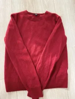 【美品】カシミヤ100%UNIQLO赤色 長袖ニットセーター Sサイズ