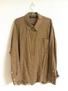 ZARA チェック柄 長袖シャツ ブラウン